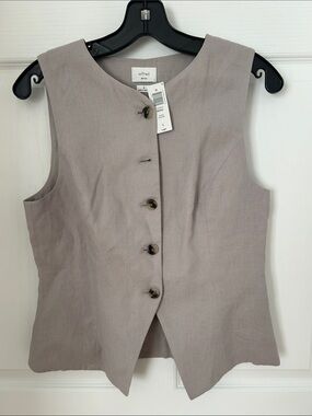 Aritzia Wilfred Regal Vest Top - Ashen - size 8 NWT 100% linen